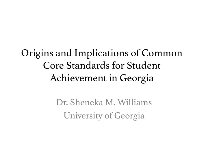 origins and implications of common core standards n.w