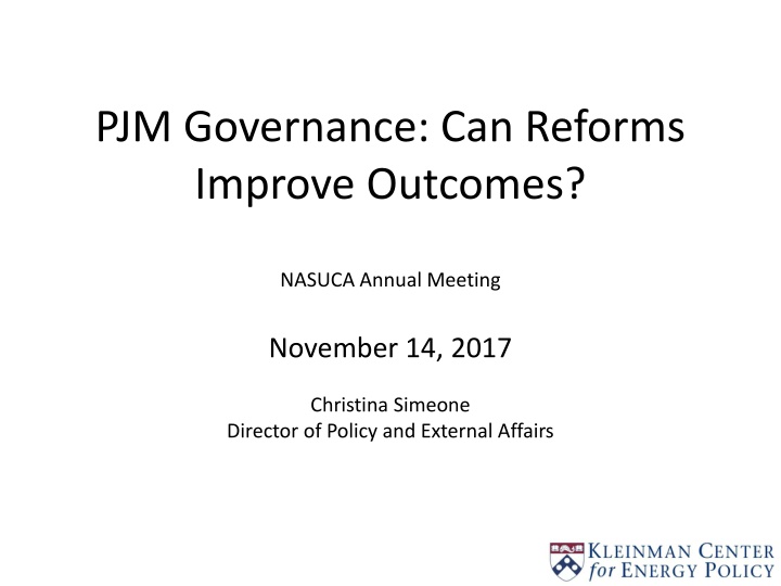 pjm governance can reforms improve outcomes n.w