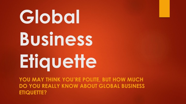 Global Business Etiquette