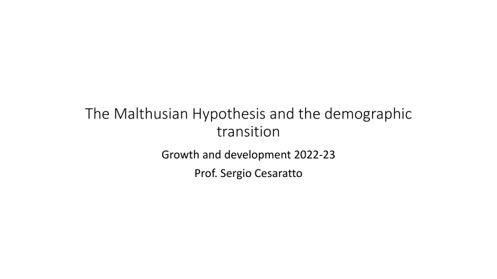 the malthusian hypothesis and the demographic n.w