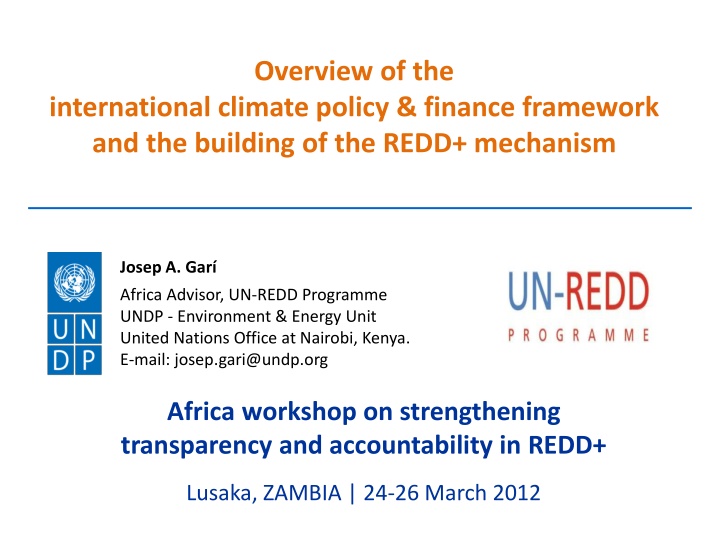 Overview of International Climate Policy and REDD+ Mechanism