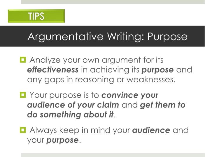 argumentative writing purpose n.w