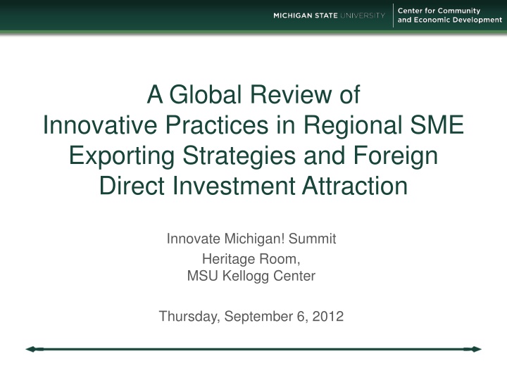 Global Review of Innovative Practices in Regional SME Exporting Strategies