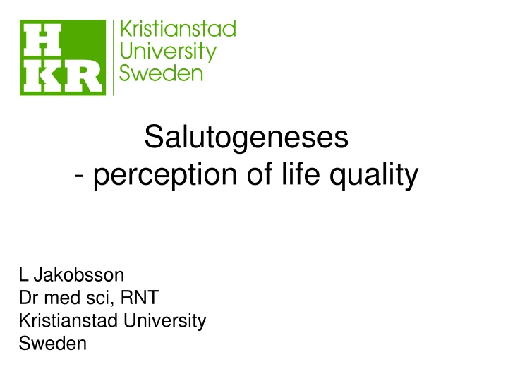 salutogeneses perception of life quality n.w