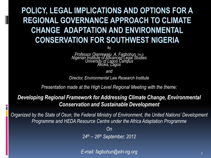 Regional Governance Approach to Climate Change and Environmental Conservation