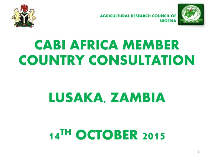 Agricultural Research Council of Nigeria: Overview of Nigerian Agricultural Research System