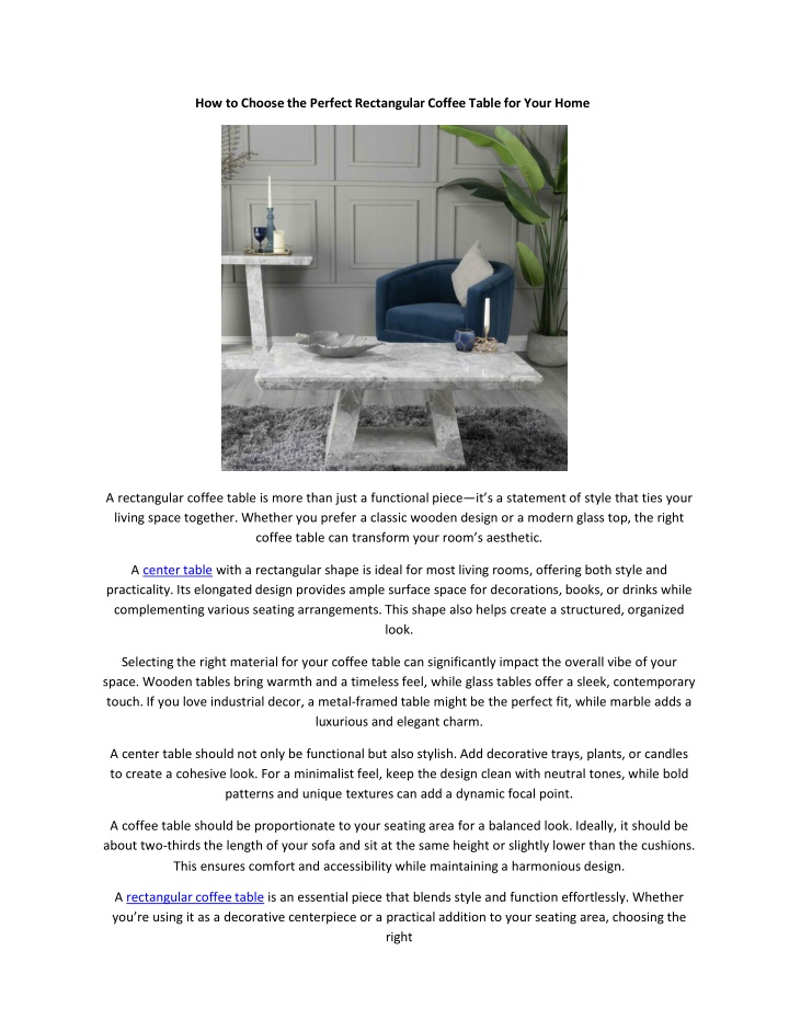 How to Choose the Perfect Rectangular Coffee Table for Your Home