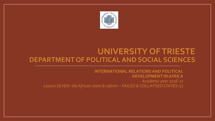 The African State: Failures and Collapsed States