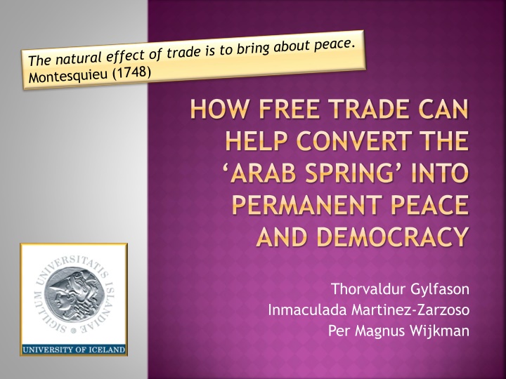 Enhancing Arab Spring Through Free Trade for Peace