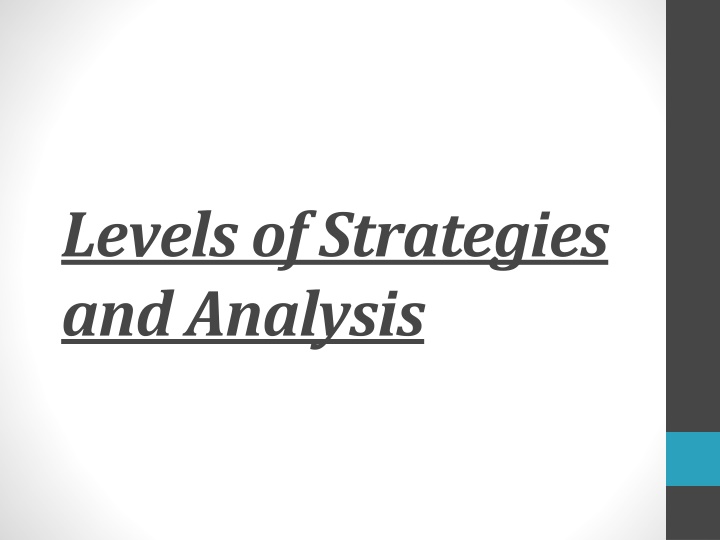Levels of Strategies and Analysis in Corporate Settings