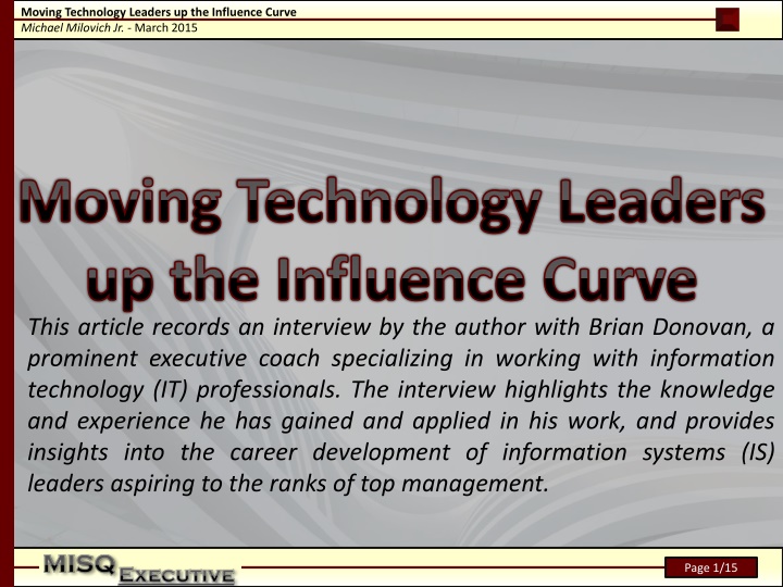 Moving Technology Leaders Up Influence Curve with Brian Donovan