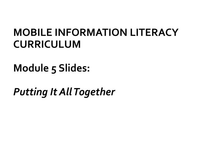 mobile information literacy curriculum n.w