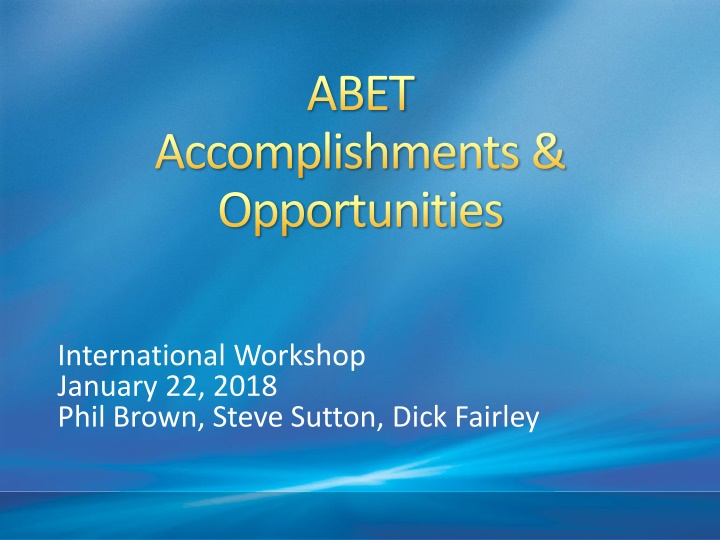 ABET Workshop on International Opportunities and Accomplishments