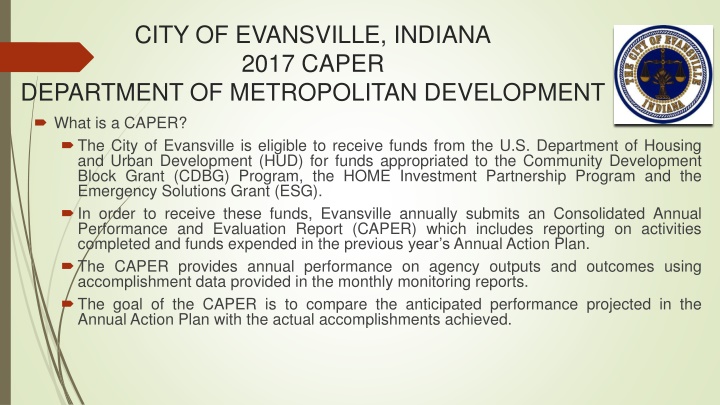 city of evansville indiana 2017 caper department n.w