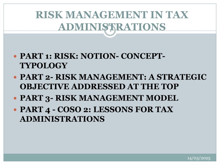 risk management in tax administrations 1 n.w