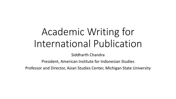academic writing for international publication n.w