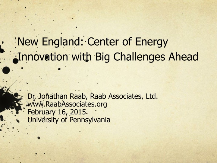 New England Energy Innovation Challenges Ahead