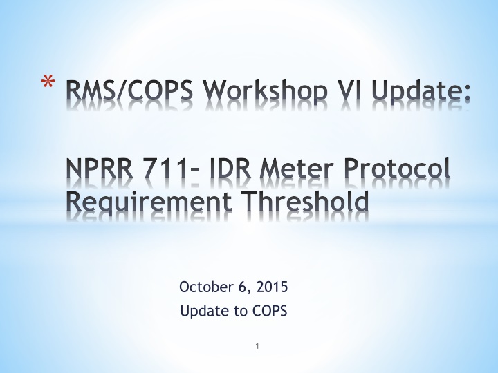 rms cops workshop vi update n.w