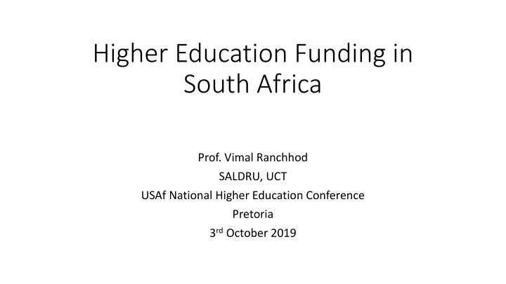 Higher Education Funding Trends in South Africa