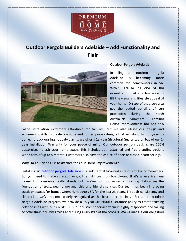 outdoor pergola builders adelaide n.w