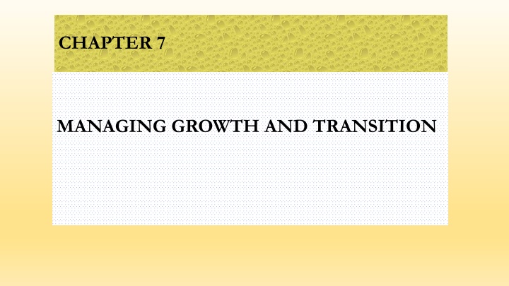 Managing Business Growth and Transition