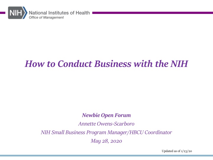 how to conduct business with the nih n.w