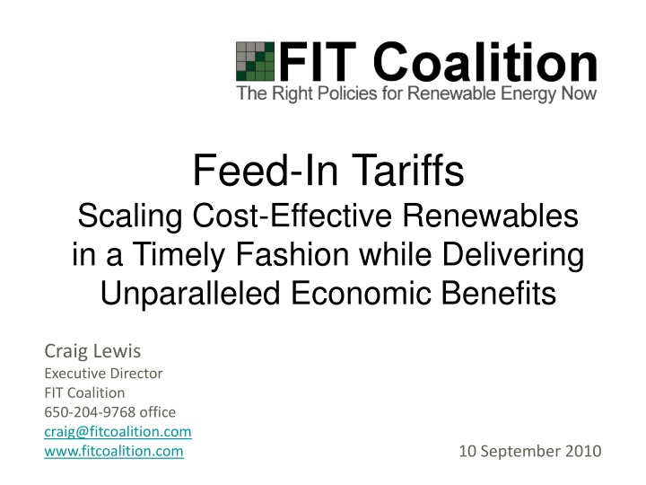 Scaling Cost-Effective Renewables - FIT Coalition Overview