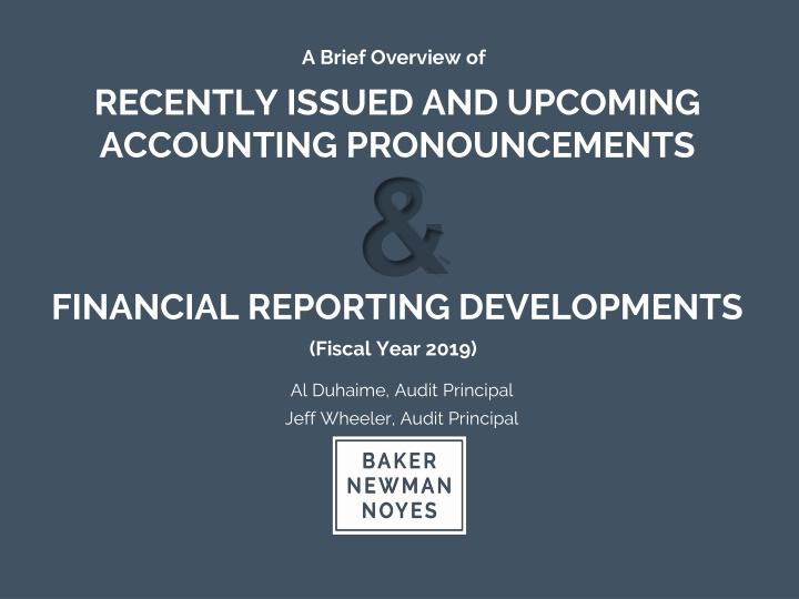 Recent Accounting Pronouncements & Financial Reporting Developments
