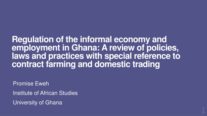 regulation of the informal economy and employment n.w