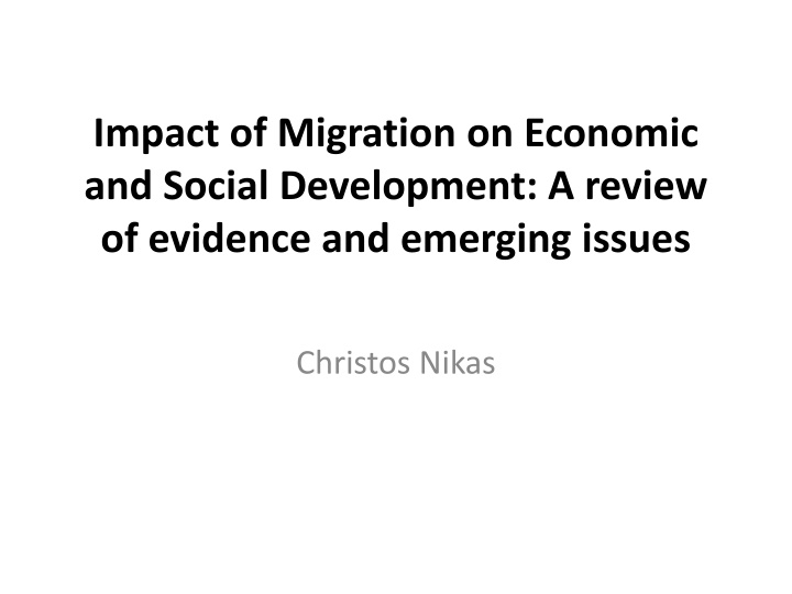 impact of migration on economic and social n.w