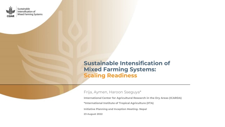 Sustainable Intensification of Mixed Farming Systems: Scaling Readiness Initiative