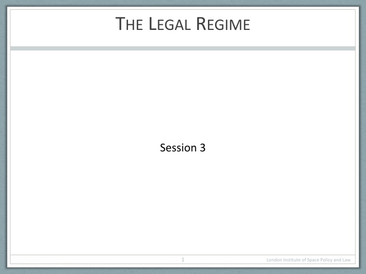 Legal Regime and Sources of Space Law