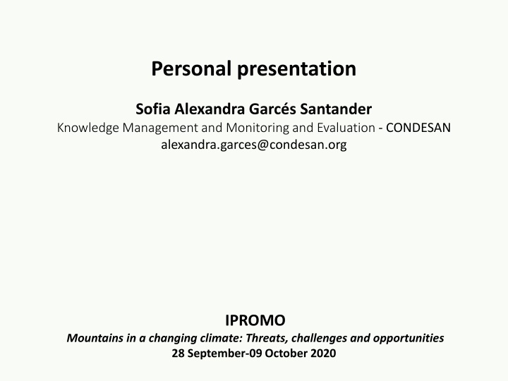 personal presentation n.w