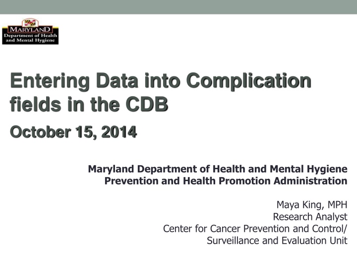 entering data into complication fields n.w