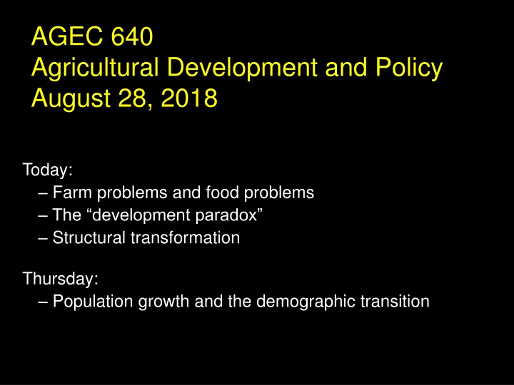 Agricultural Development: Farm and Food Problems