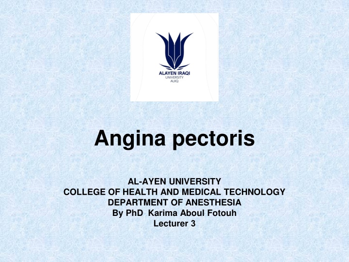 Vasodilators in Angina Pectoris Management