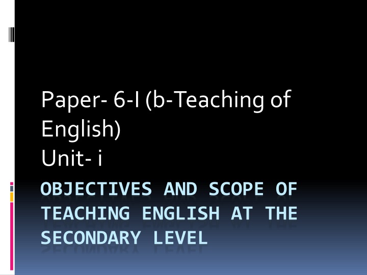 Objectives and Scope of Teaching English at Secondary Level
