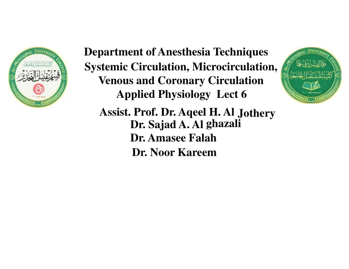 department of anesthesia techniques systemic n.w