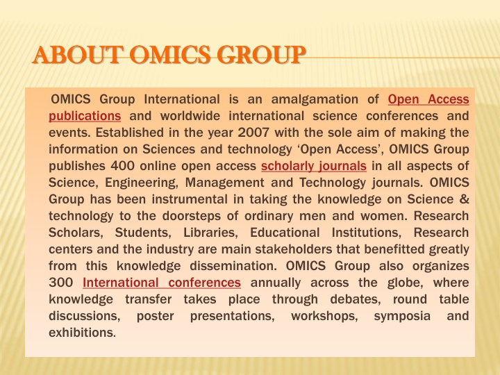 about omics group about omics group n.w