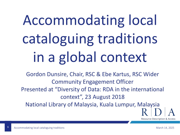 accommodating local cataloguing traditions n.w