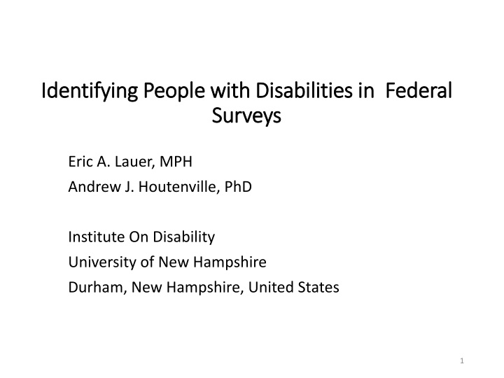 Identifying People with Disabilities in Federal Surveys