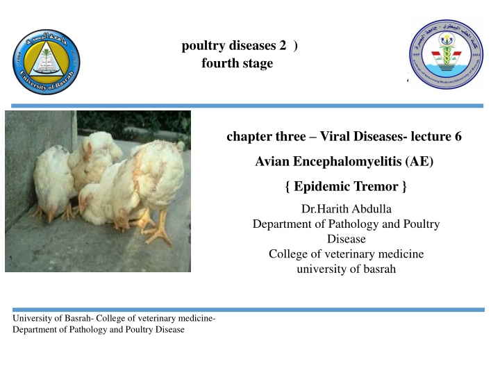 Avian Encephalomyelitis (AE) - Lecture on Viral Disease in Poultry