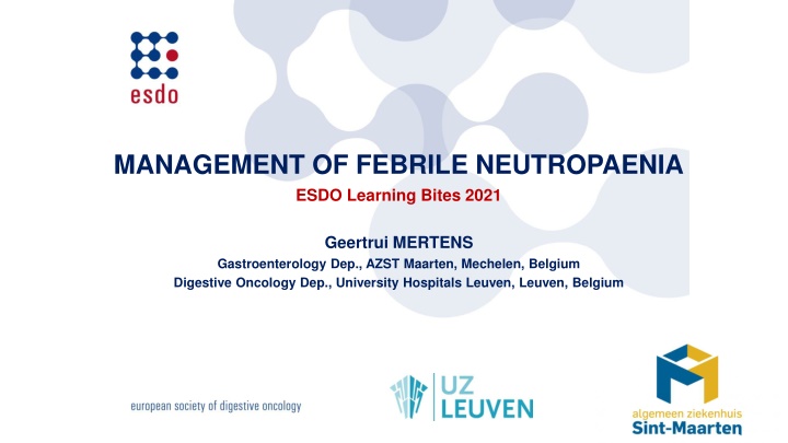 management of febrile neutropaenia esdo learning n.w