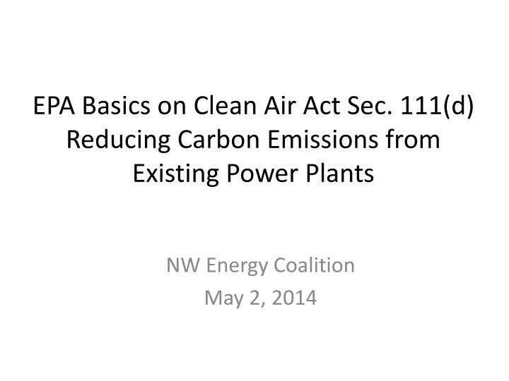 EPA's Efforts on Carbon Emissions from Power Plants