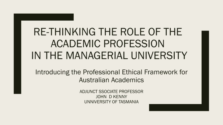 Rethinking the Academic Profession in Managerial University
