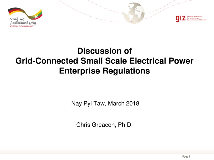 Grid-Connected Small Scale Electrical Power Regulations