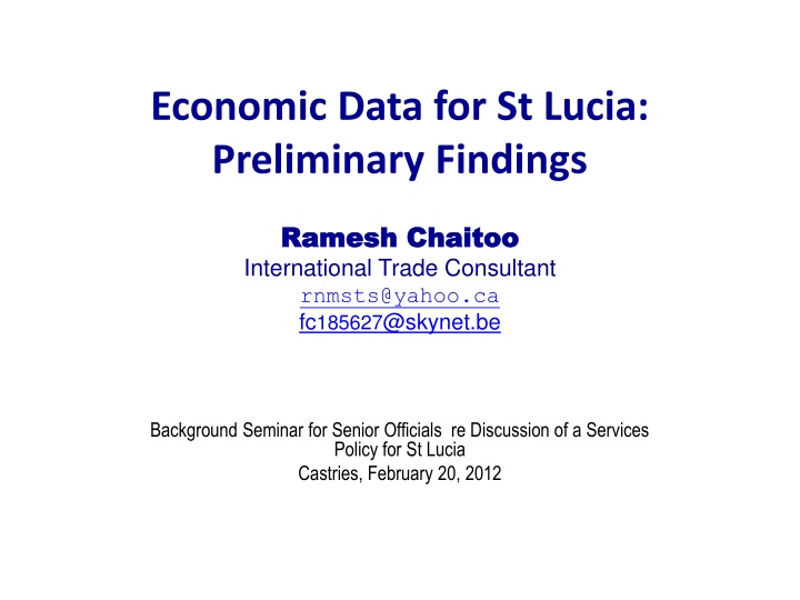 economic data for st lucia preliminary findings n.w