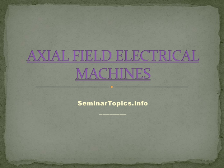 axial field electrical machines n.w