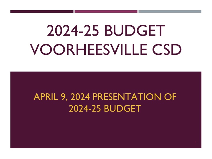 Presentation of 2024-25 Voorheesville CSD Budget