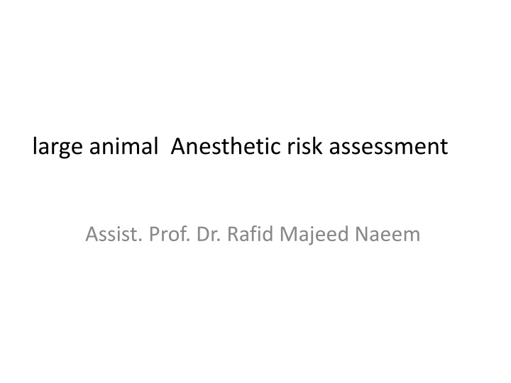 large animal anesthetic risk assessment n.w